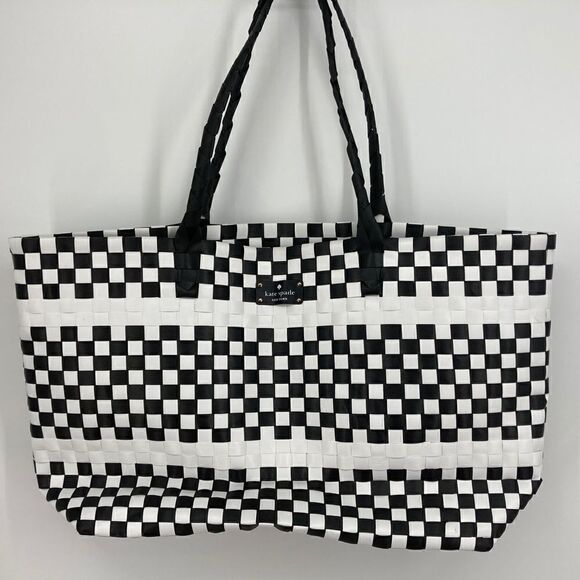 Kate Spade Large Black/White Woven Tote Bag - Picture 7 of 8